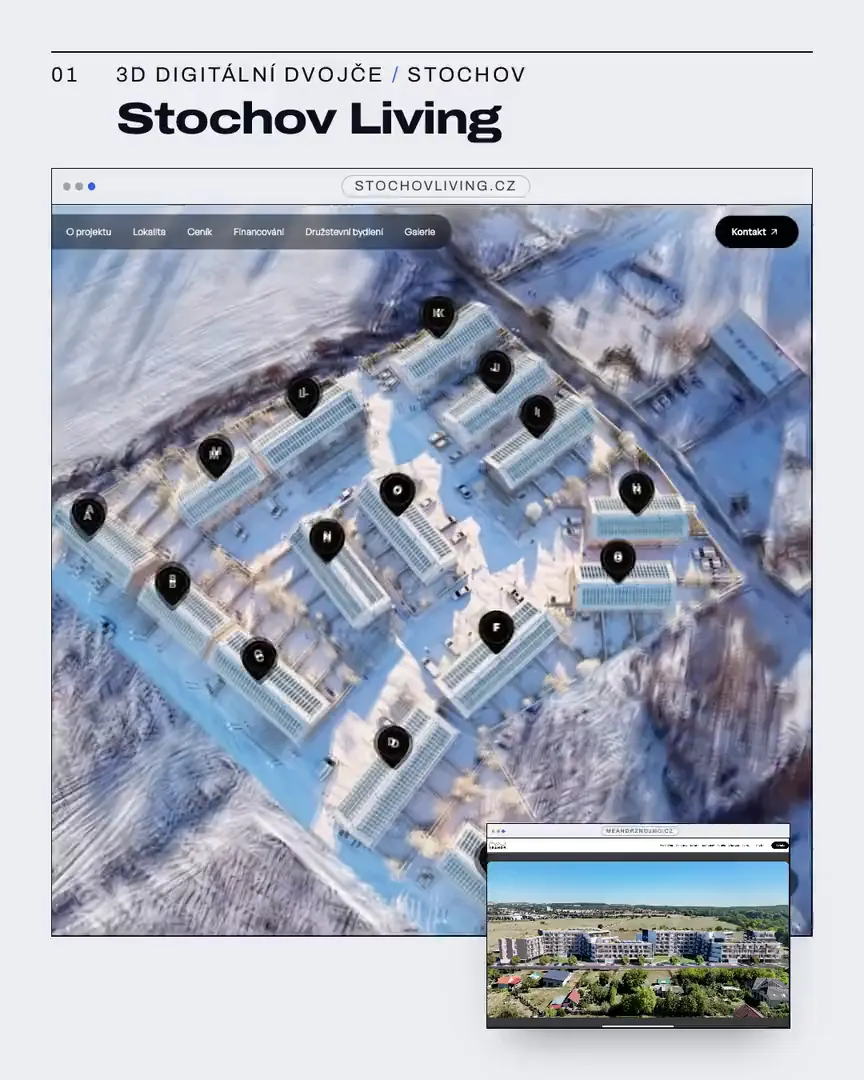 Živé weby developerů Stochov Living, Meandr Znojmo a Rezidence Grmelova