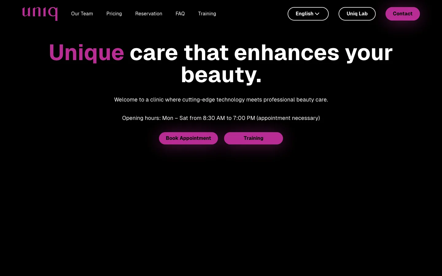 Uniq Clinic – Web estetické kliniky